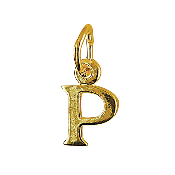 Block Initial Charm — P, 9kt WG